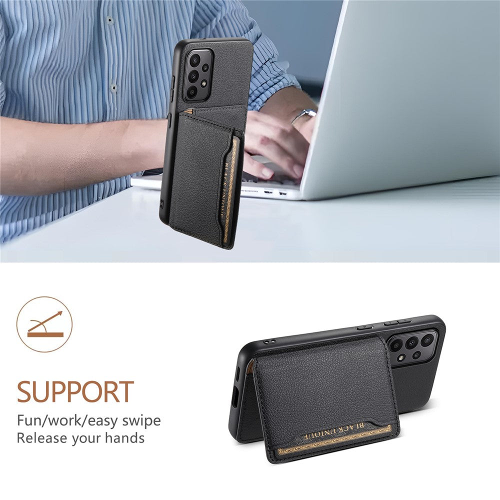 For Samsung Galaxy A23 4G / A23 5G (Global Version) Case Calf Texture Kickstand Smart Phone Cover
