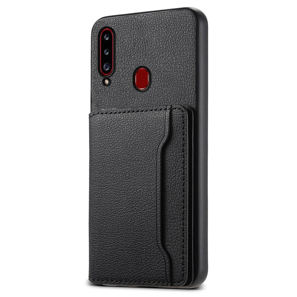 Til Samsung Galaxy A20s Telefoncover Kortpladser Kickstand Telefoncover Kalvelæderstruktur