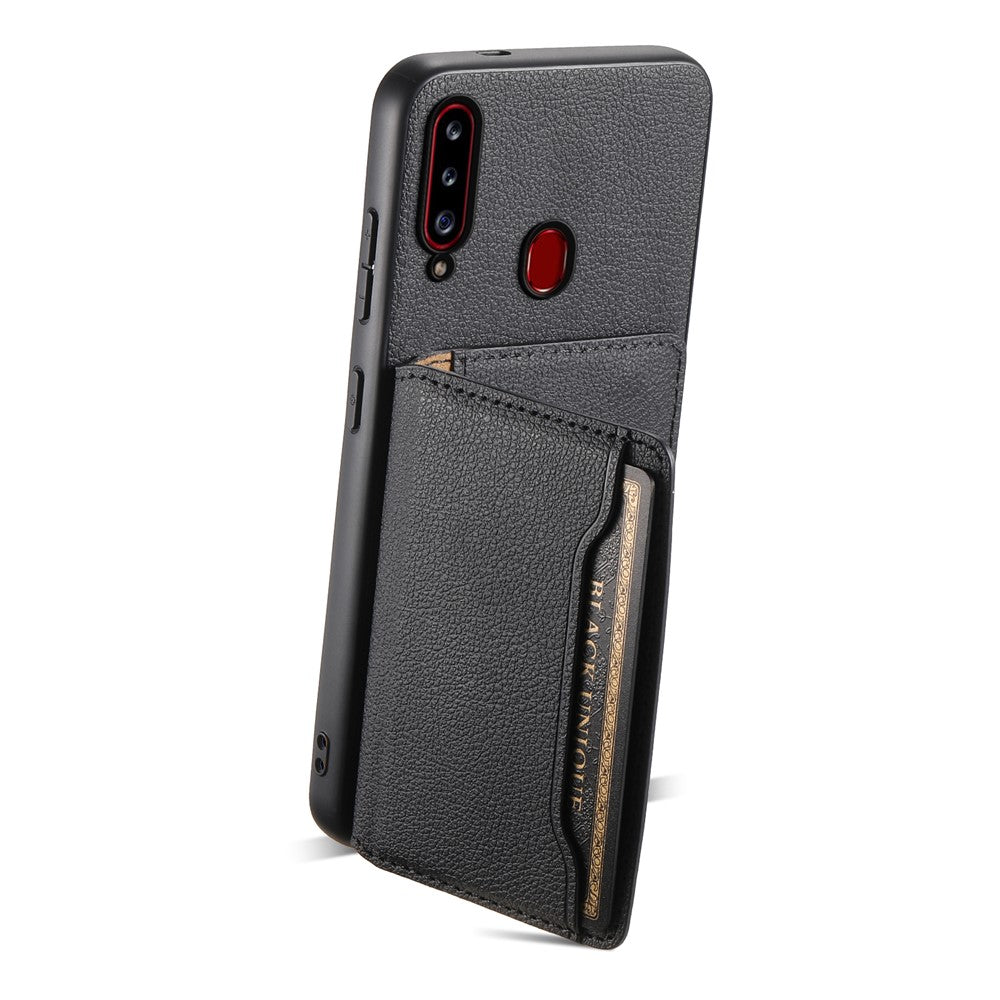 Til Samsung Galaxy A20s Telefoncover Kortpladser Kickstand Telefoncover Kalvelæderstruktur