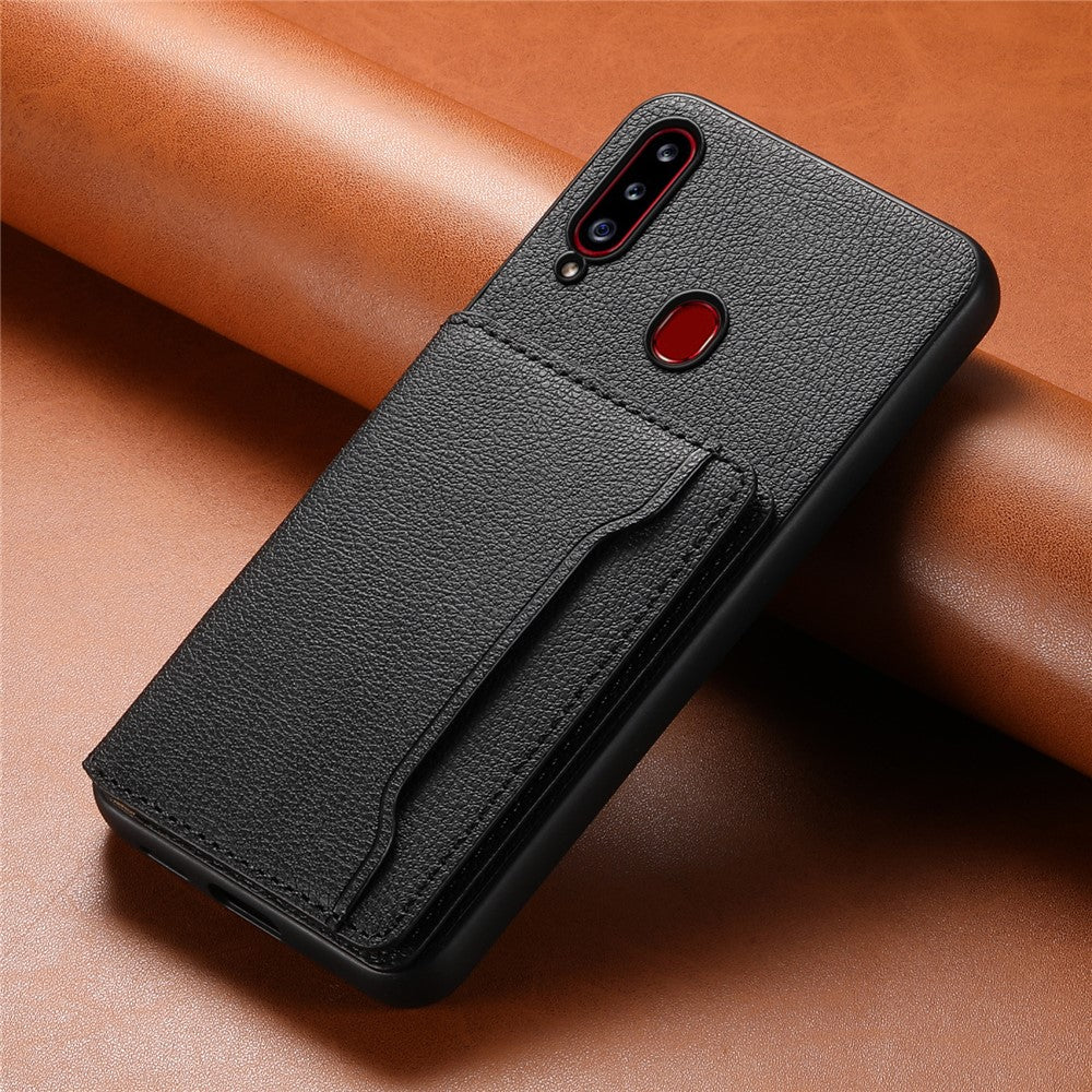 Til Samsung Galaxy A20s Telefoncover Kortpladser Kickstand Telefoncover Kalvelæderstruktur