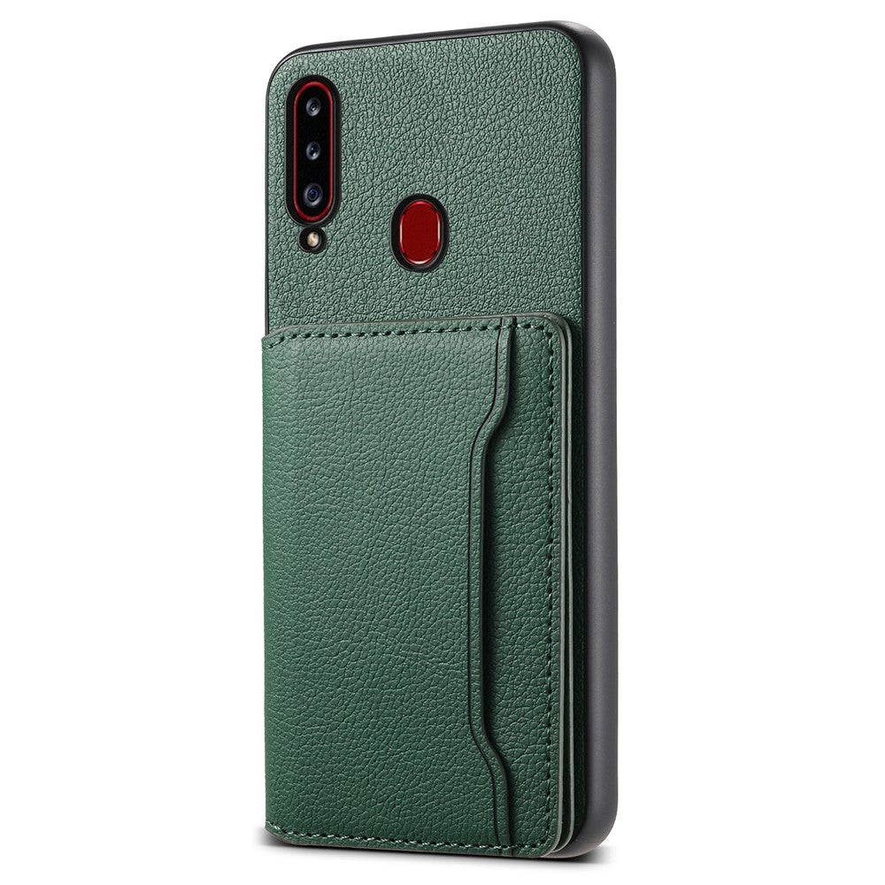 Til Samsung Galaxy A20s Telefoncover Kortpladser Kickstand Telefoncover Kalvelæderstruktur