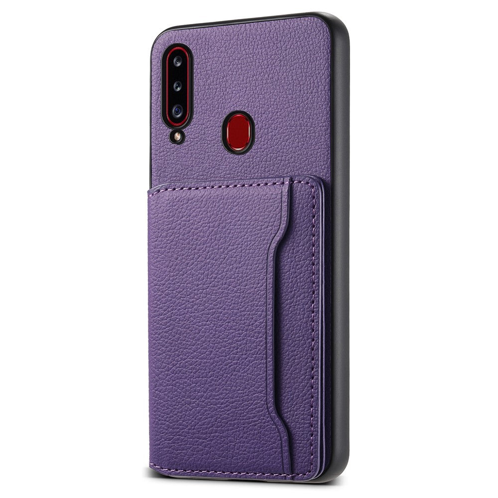Til Samsung Galaxy A20s Telefoncover Kortpladser Kickstand Telefoncover Kalvelæderstruktur