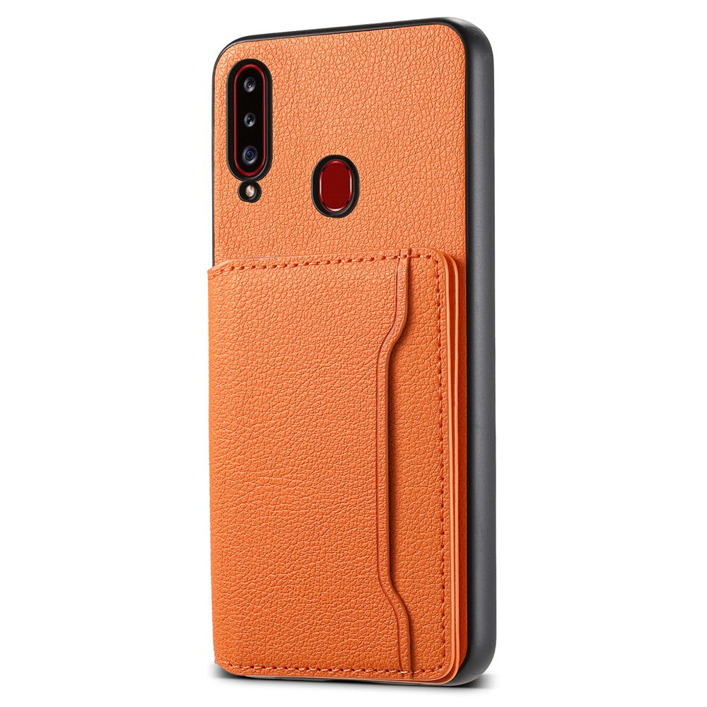 Til Samsung Galaxy A20s Telefoncover Kortpladser Kickstand Telefoncover Kalvelæderstruktur