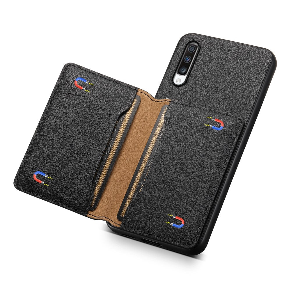 For Samsung Galaxy A70 Case Card Slots TPU+PC+PU Kickstand Phone Cover
