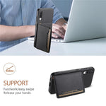 For Samsung Galaxy A70 Case Card Slots TPU+PC+PU Kickstand Phone Cover