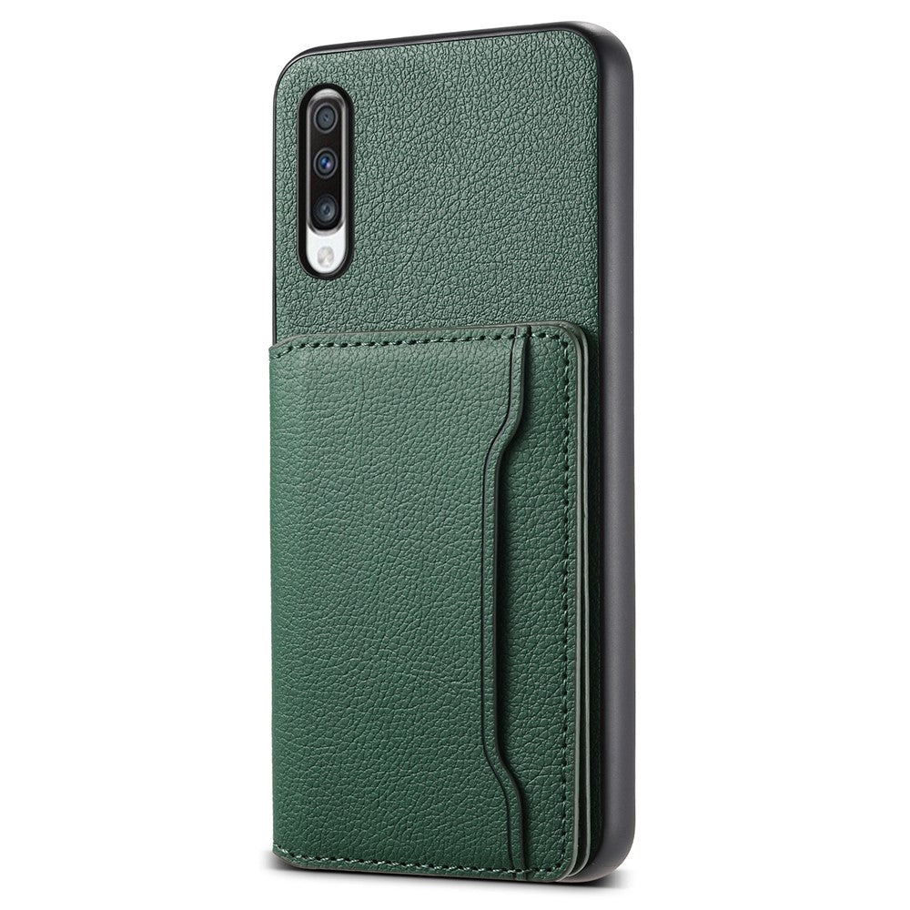 For Samsung Galaxy A70 Case Card Slots TPU+PC+PU Kickstand Phone Cover