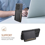 For Samsung Galaxy A33 5G Card Slots Case Kickstand TPU+PC+PU Phone Cover