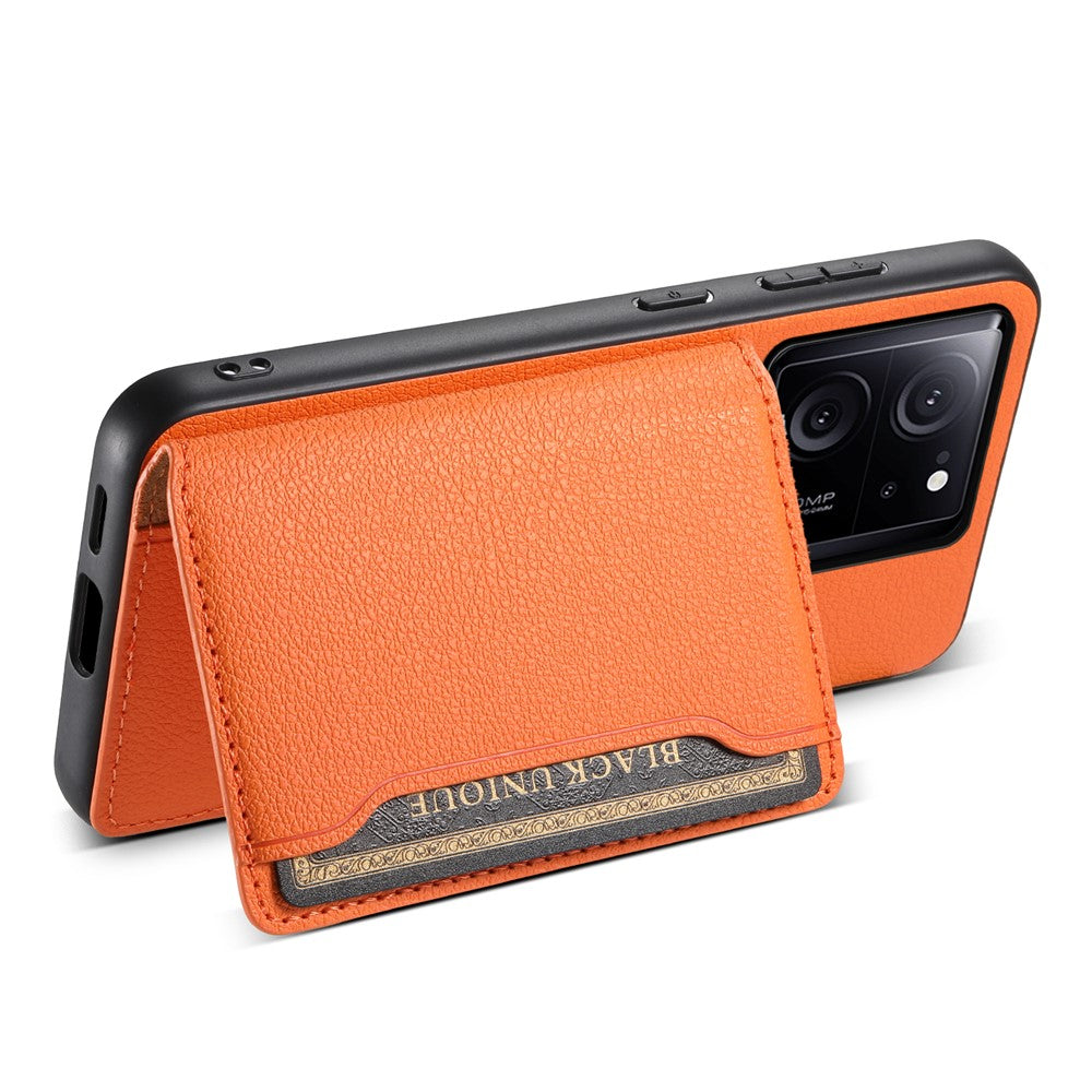 Xiaomi 13T / 13T Pro / Redmi K60 Ultra-cover med stativ, kortholder og tekstureret mobilbeskyttelse