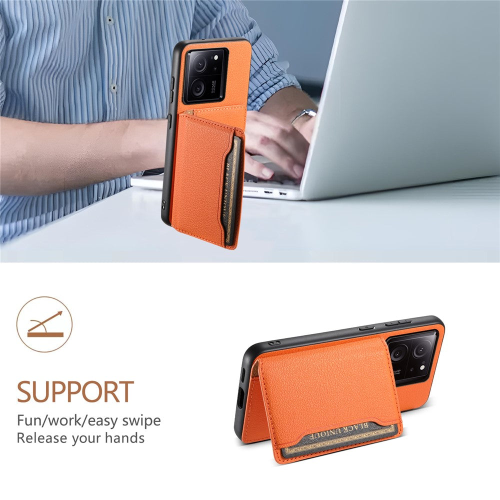 Xiaomi 13T / 13T Pro / Redmi K60 Ultra-cover med stativ, kortholder og tekstureret mobilbeskyttelse