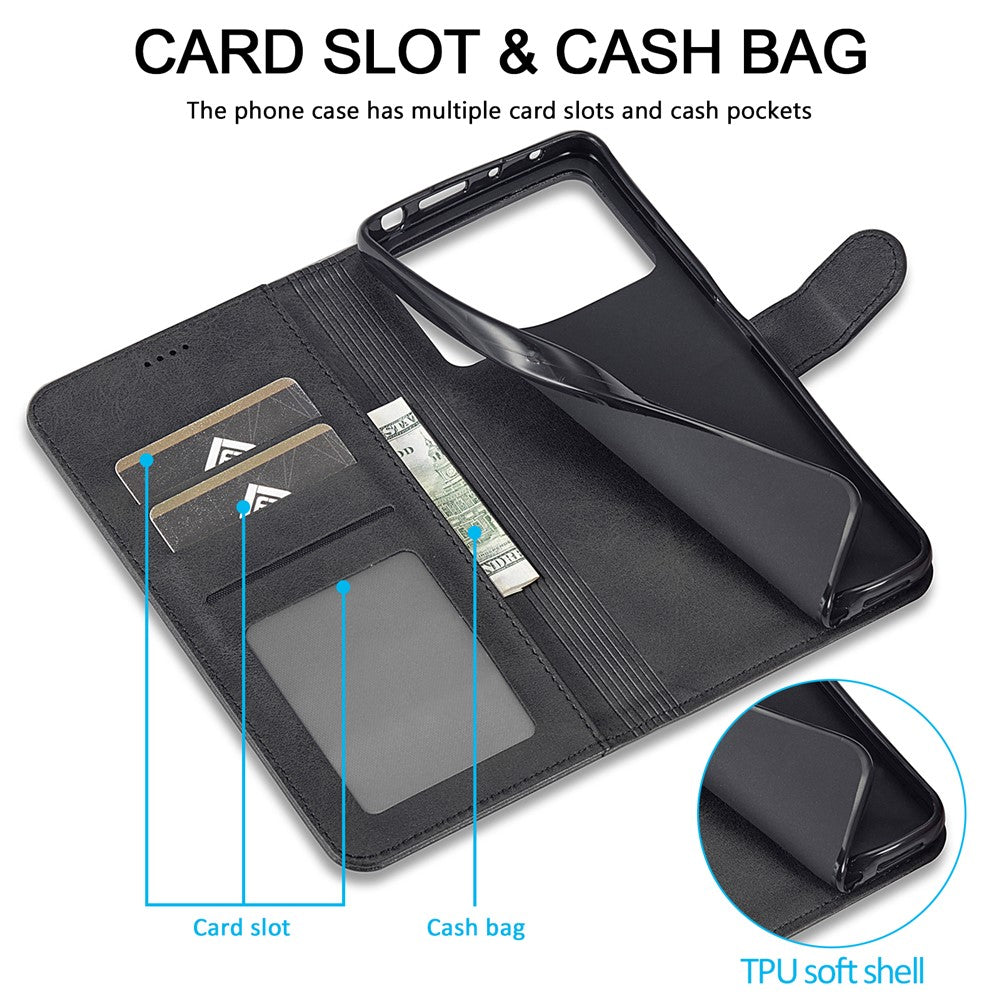 LC.IMEEKE For Xiaomi Poco X6 Pro 5G / Redmi K70E 5G Case Calf Texture Leather Wallet Flip Phone Cover