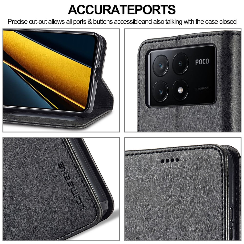 LC.IMEEKE For Xiaomi Poco X6 Pro 5G / Redmi K70E 5G Case Calf Texture Leather Wallet Flip Phone Cover