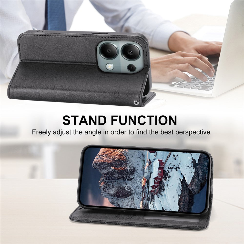 For Xiaomi Redmi Note 13 Pro 4G Case PU Leather Rhombus Imprinted Pattern Wallet Phone Cover