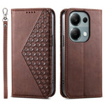 For Xiaomi Redmi Note 13 Pro 4G Case PU Leather Rhombus Imprinted Pattern Wallet Phone Cover