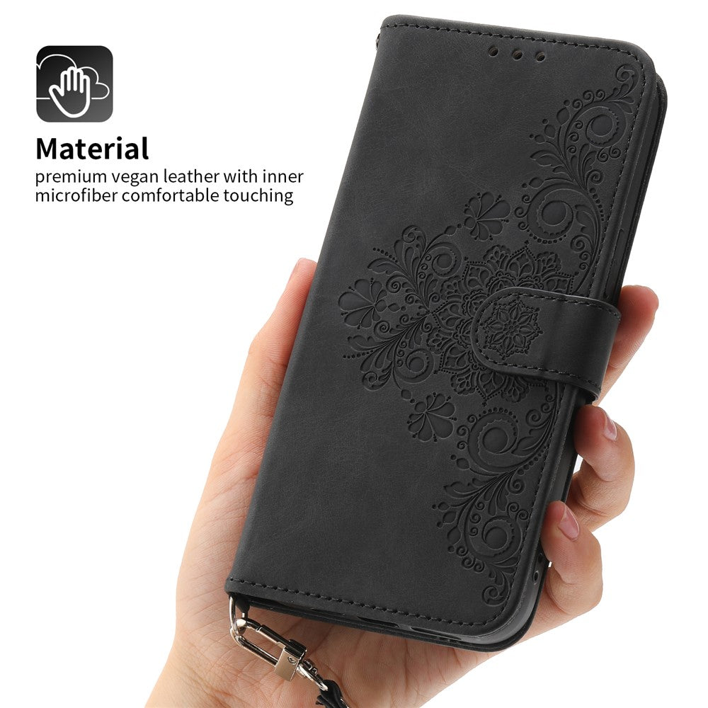 For Xiaomi Redmi Note 13 Pro 4G / Poco M6 Pro 4G Case Flower Pattern Skin-touch Phone Cover with 2 Straps