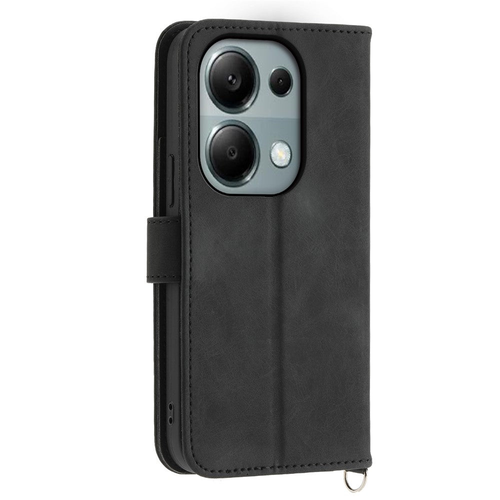 For Xiaomi Redmi Note 13 Pro 4G / Poco M6 Pro 4G Case Flower Pattern Skin-touch Phone Cover with 2 Straps