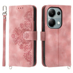 For Xiaomi Redmi Note 13 Pro 4G / Poco M6 Pro 4G Case Flower Pattern Skin-touch Phone Cover with 2 Straps