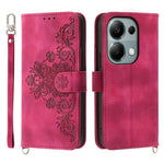 For Xiaomi Redmi Note 13 Pro 4G / Poco M6 Pro 4G Case Flower Pattern Skin-touch Phone Cover with 2 Straps