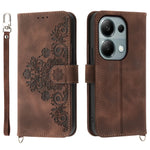 For Xiaomi Redmi Note 13 Pro 4G / Poco M6 Pro 4G Case Flower Pattern Skin-touch Phone Cover with 2 Straps