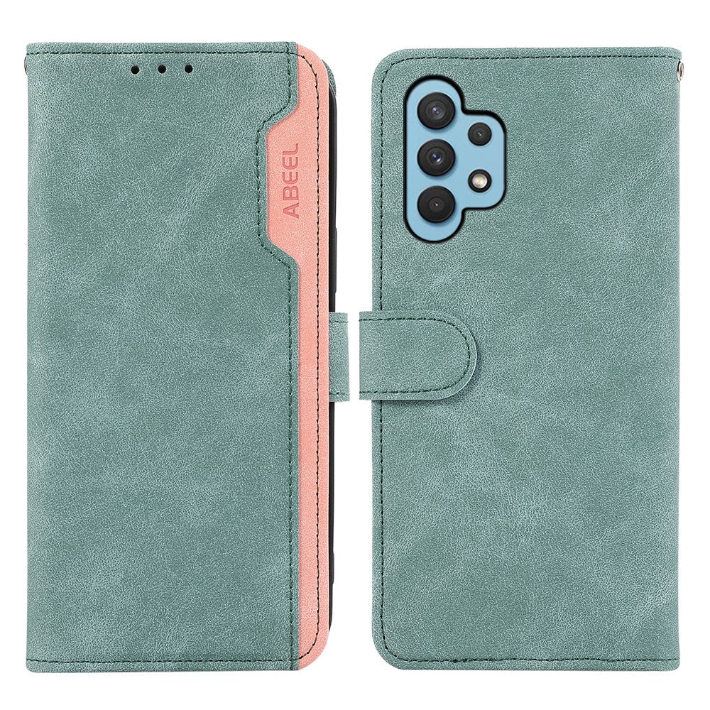 ABEEL for Samsung Galaxy A32 4G (EU Version) Wallet Phone Case PU Leather RFID Blocking Shockproof Phone Cover