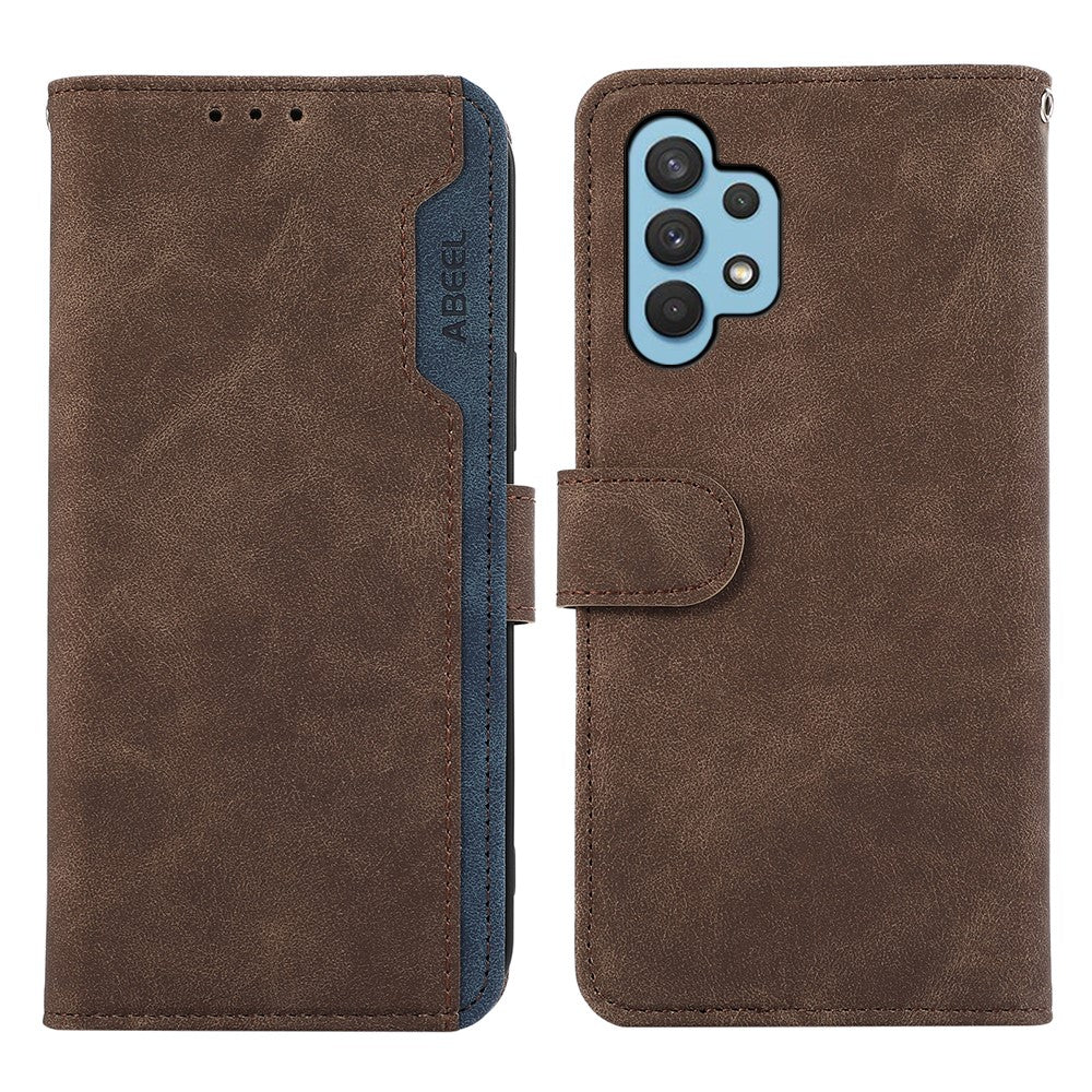 ABEEL for Samsung Galaxy A32 4G (EU Version) Wallet Phone Case PU Leather RFID Blocking Shockproof Phone Cover