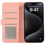 ABEEL For iPhone 15 Pro Max PU Leather Cover RFID Blocking Stand Phone Protective Case