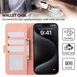 ABEEL For iPhone 15 Pro Max PU Leather Cover RFID Blocking Stand Phone Protective Case