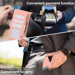 ABEEL For iPhone 15 Pro Max PU Leather Cover RFID Blocking Stand Phone Protective Case