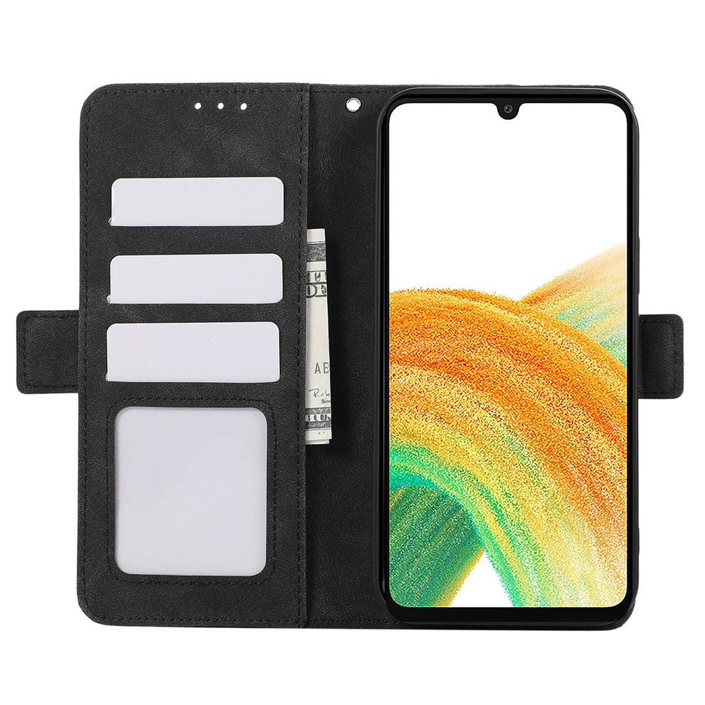 ABEEL För Samsung Galaxy A33 5G Skal PU Läder RFID Blockerande 3 Kortplatser Stativ mobilskal