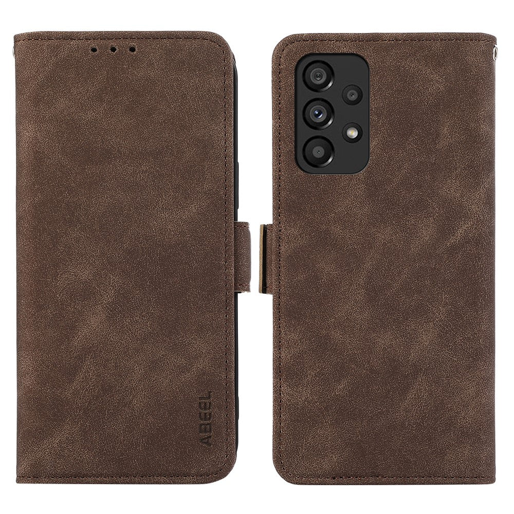 ABEEL Til Samsung Galaxy A33 5G Etui PU-læder RFID-blokerende 3 kortpladser Standtelefoncover