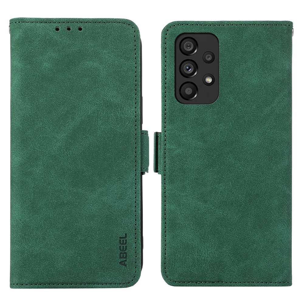 ABEEL Til Samsung Galaxy A33 5G Etui PU-læder RFID-blokerende 3 kortpladser Standtelefoncover