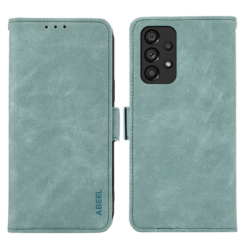 ABEEL För Samsung Galaxy A33 5G Skal PU Läder RFID Blockerande 3 Kortplatser Stativ mobilskal