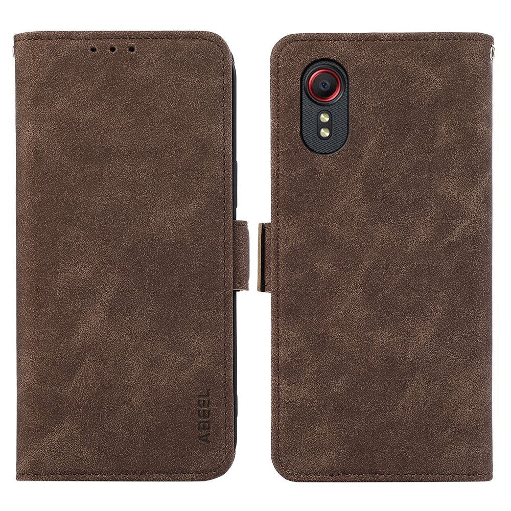 ABEEL For Samsung Galaxy Xcover 5 Case RFID Blocking Leather Phone Cover with Side Magnetic Clasp