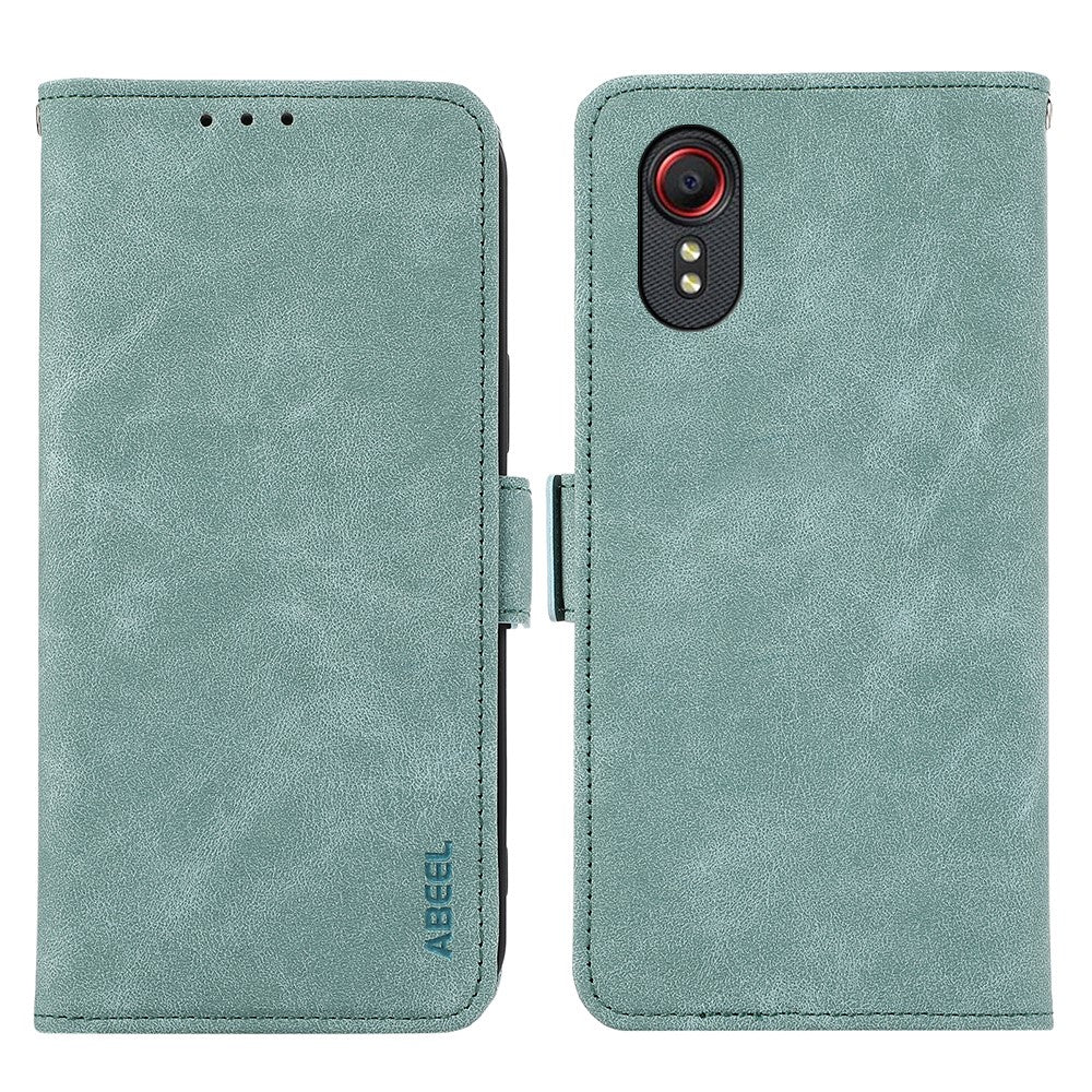 ABEEL For Samsung Galaxy Xcover 5 Case RFID Blocking Leather Phone Cover with Side Magnetic Clasp