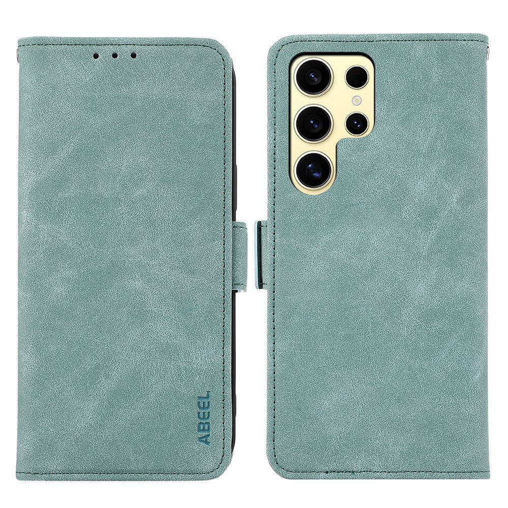 ABEEL For Samsung Galaxy S22 Ultra 5G Phone Case PU Leather Protective Cover RFID Blocking Stand