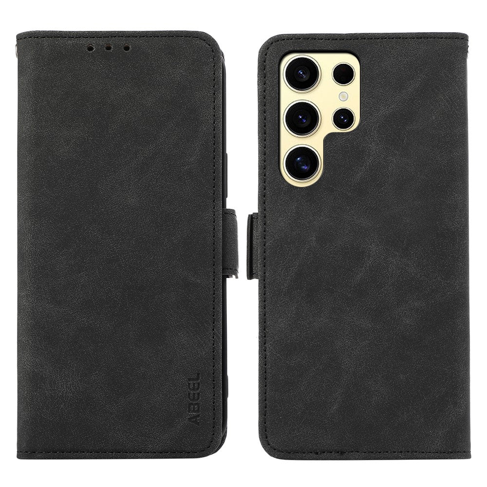 ABEEL For Samsung Galaxy S22 Ultra 5G Phone Case PU Leather Protective Cover RFID Blocking Stand