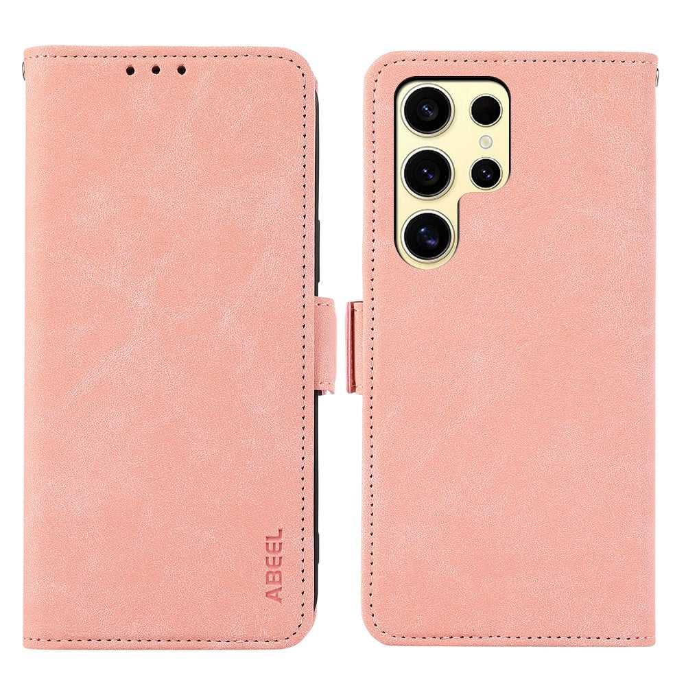 ABEEL For Samsung Galaxy S22 Ultra 5G Phone Case PU Leather Protective Cover RFID Blocking Stand