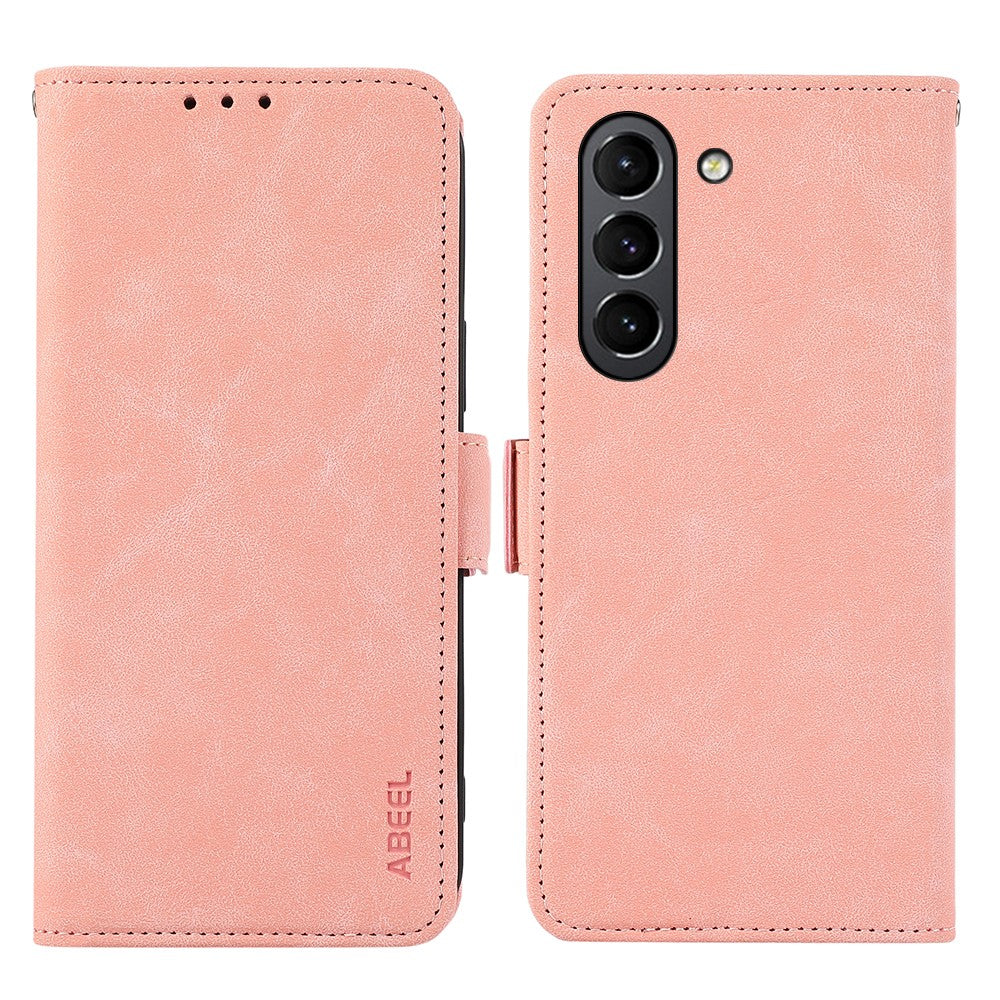 ABEEL Phone Cover for Samsung Galaxy S21 FE 5G Side Magnetic Clasp RFID Blocking Anti-scratch Leather Case