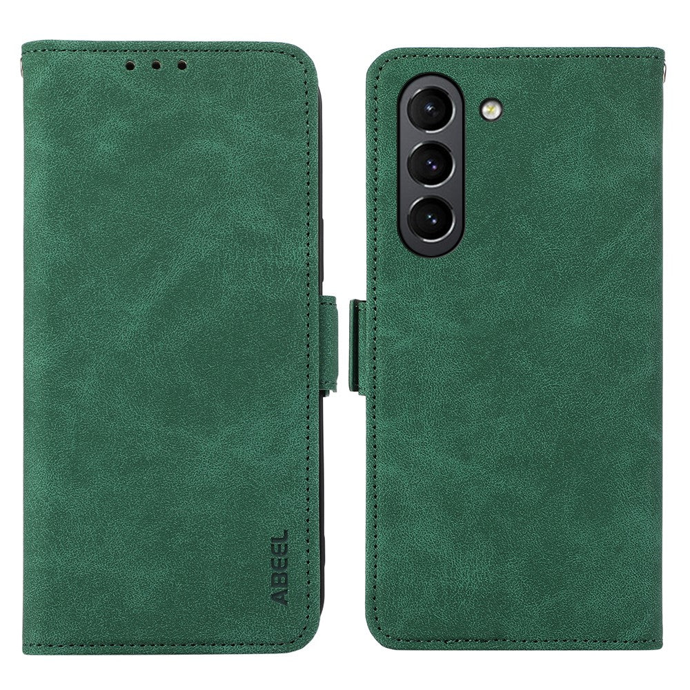ABEEL Phone Cover for Samsung Galaxy S21 FE 5G Side Magnetic Clasp RFID Blocking Anti-scratch Leather Case