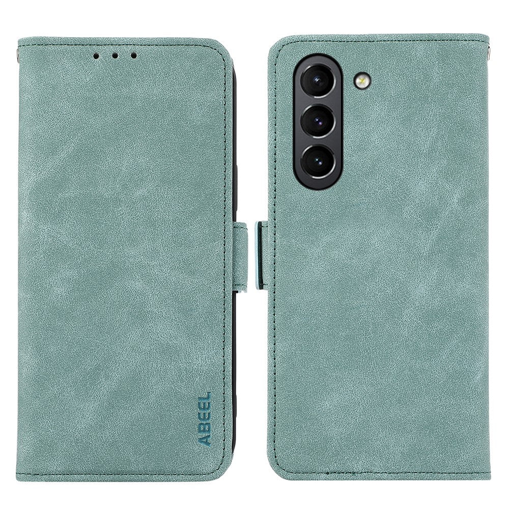 ABEEL Phone Cover for Samsung Galaxy S21 FE 5G Side Magnetic Clasp RFID Blocking Anti-scratch Leather Case