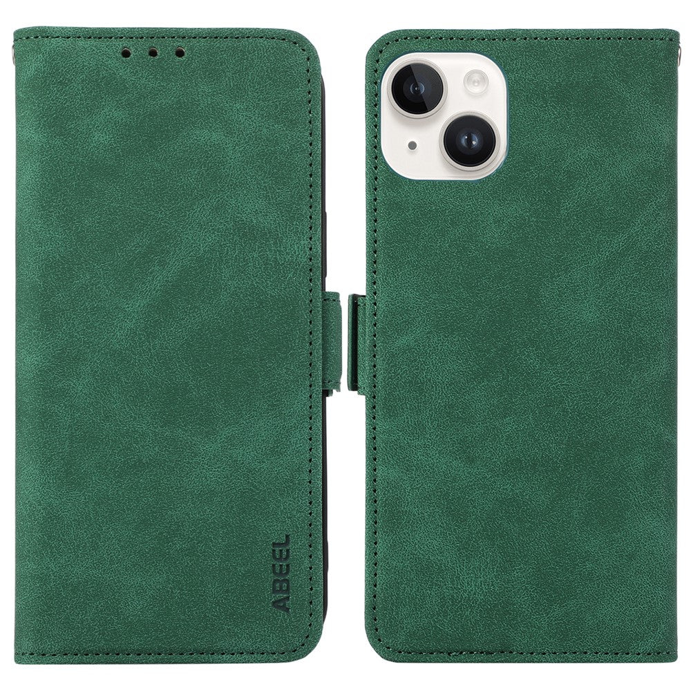 ABEEL Til iPhone 15 Plus Lædercover Side Magnetlås RFID Blokerende Pung Telefoncover