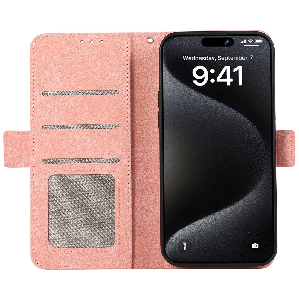 ABEEL For iPhone 15 Pro Max Wallet Case PU Leather Stand Blocking RFID Phone Cover