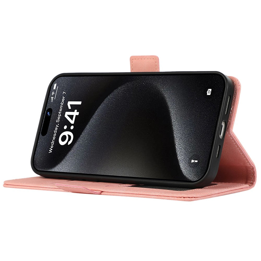 ABEEL For iPhone 15 Pro Max Wallet Case PU Leather Stand Blocking RFID Phone Cover