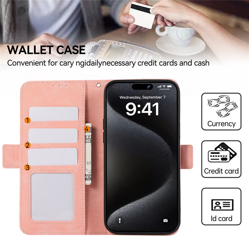 ABEEL For iPhone 15 Pro Max Wallet Case PU Leather Stand Blocking RFID Phone Cover