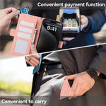 ABEEL For iPhone 15 Pro Max Wallet Case PU Leather Stand Blocking RFID Phone Cover