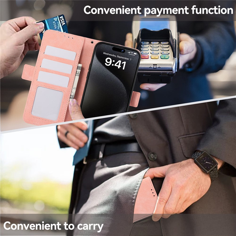 ABEEL For iPhone 15 Pro Max Wallet Case PU Leather Stand Blocking RFID Phone Cover