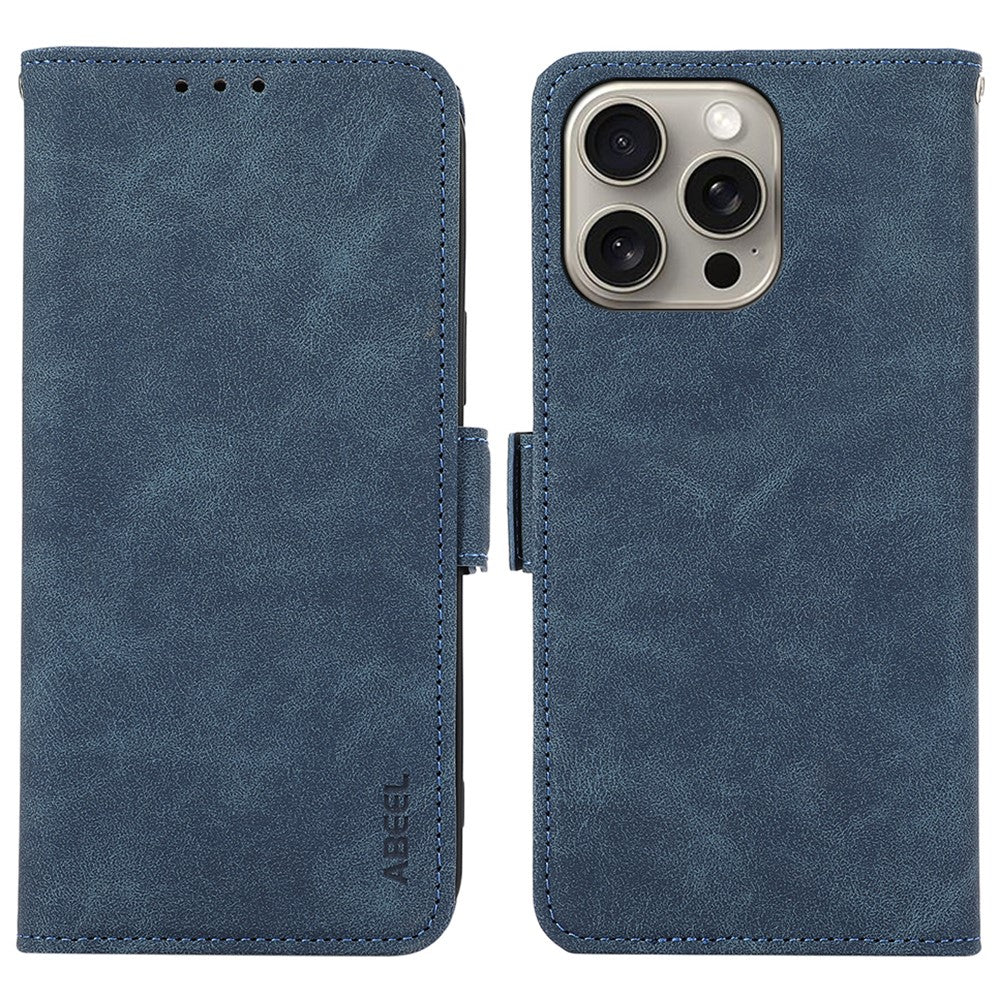 ABEEL For iPhone 15 Pro Max Wallet Case PU Leather Stand Blocking RFID Phone Cover