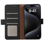 ABEEL For iPhone 15 Pro Max Case RFID Blocking Leather Phone Cover Side Magnetic Clasp
