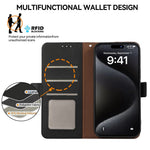ABEEL For iPhone 15 Pro Max Case RFID Blocking Leather Phone Cover Side Magnetic Clasp