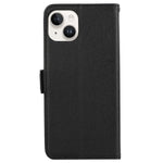 ABEEL Läderfodral för iPhone 15 Plus, RFID-blockerande plånbok, litchitexturerat mobilfodral