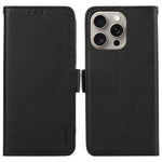ABEEL Til iPhone 12 6,1 tommer / 12 Pro 6,1 tommer Telefonbeskyttelsesetui RFID-blokerende læderstand Litchi-tekstur